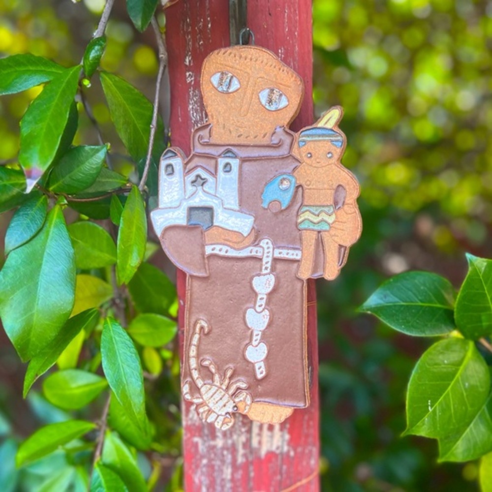 Saint Father Junipero Serra (established CA missions) Pottery Wall Hanging